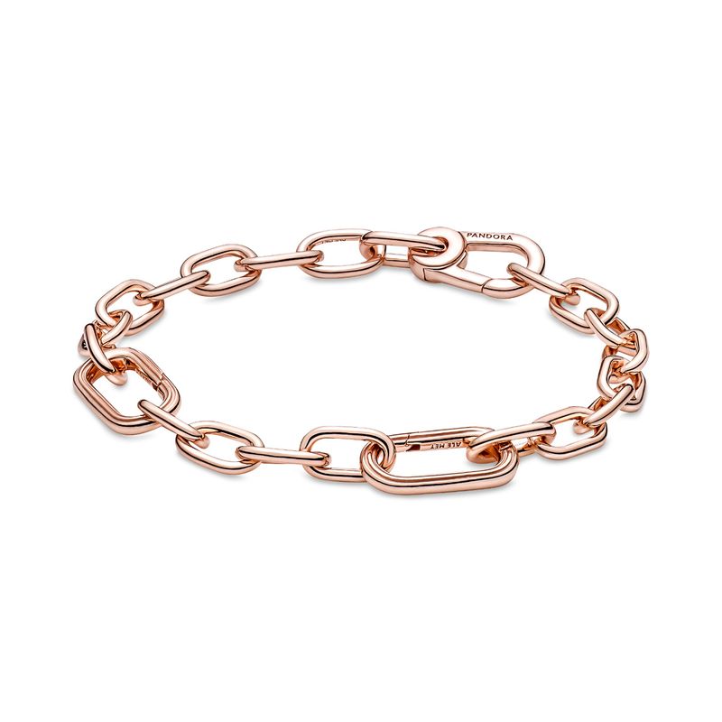 PANDORA - Brazalete Pandora Cadena de Eslabones Dos Conectores Recubrimiento en Oro Rosa