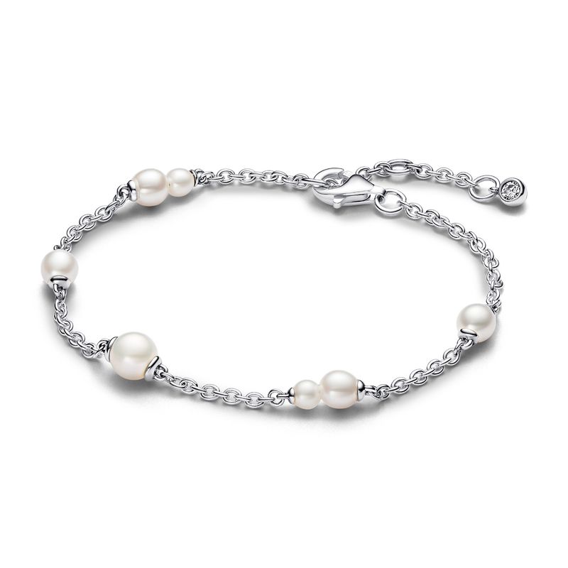PANDORA - Brazalete Pandora Cadena Estación Perlas Cultivadas de Agua Dulce Tratadas Plata Esterlina