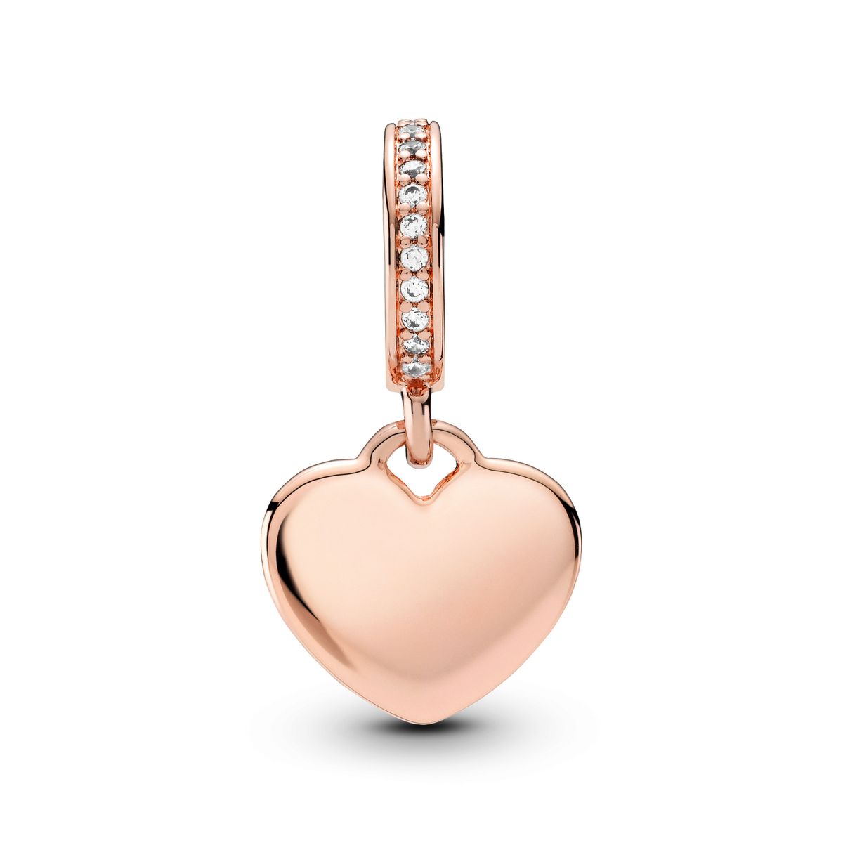 PANDORA - Charm Pandora Colgante Etiqueta de Corazón para Grabar Recubrimiento en Oro Rosa