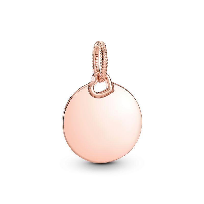 PANDORA - Colgante Pandora Etiqueta Redonda Grabable Recubrimiento de Oro Rosa