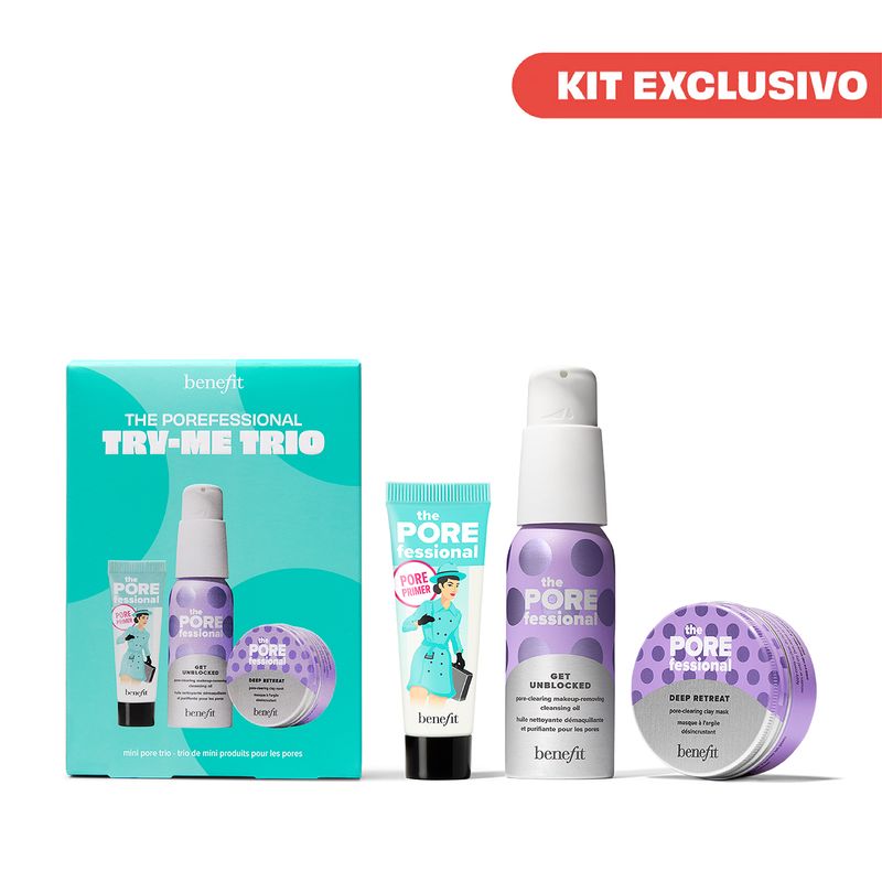 BENEFIT - Kit mascarilla + desmaquillante + primer líquido Benefit The Porefessional Try Me Trio