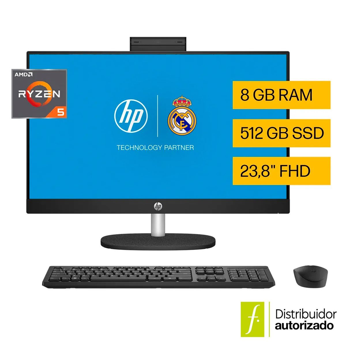 HP - Computador de escritorio All in One 24-cr0017la | Amd Ryzen 5 | 8GB RAM | Pantalla Touch | 512GB SSD Almacenamiento | Windows 11 Home Single Language | 23.8 pulgadas 