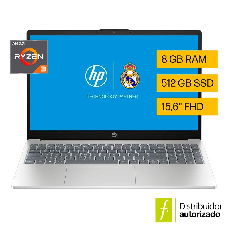 HP - Portátil HP 15-fc0043la | Amd Ryzen 3 | 8GB RAM | 512GB SSD Almacenamiento | Windows 11 Home | 15.6 Pulgadas | Computador Portátil