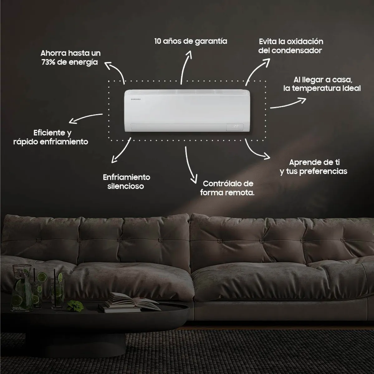SAMSUNG - Aire Acondicionado Samsung 12.000 BTU Split 220V AR50F12D1EH/CB AI Digital Inverter Blanco