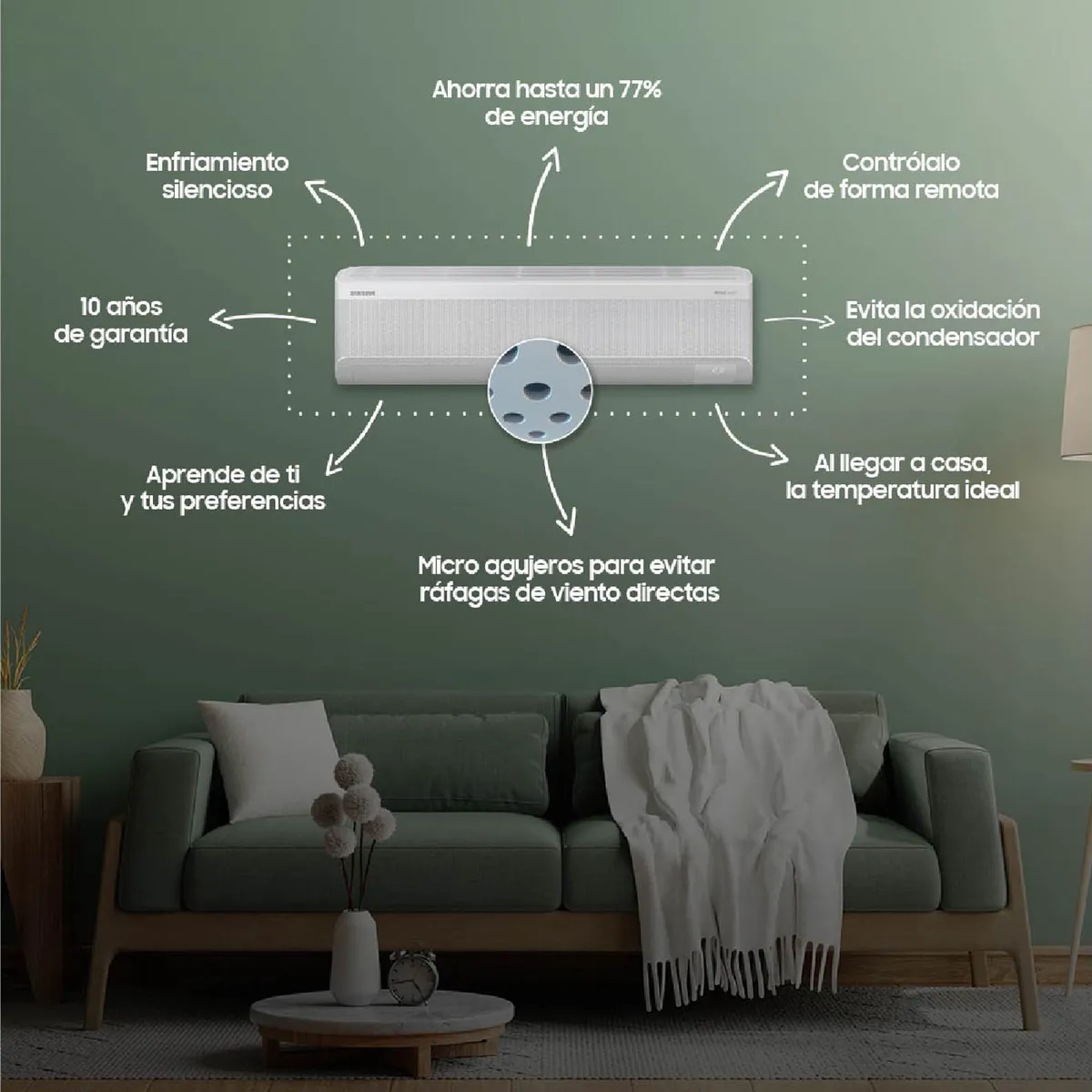 SAMSUNG - Aire Acondicionado SAMSUNG 18.000 BTU Split WindFree AR60F18D1EW/CB AI Digital Inverter Blanco