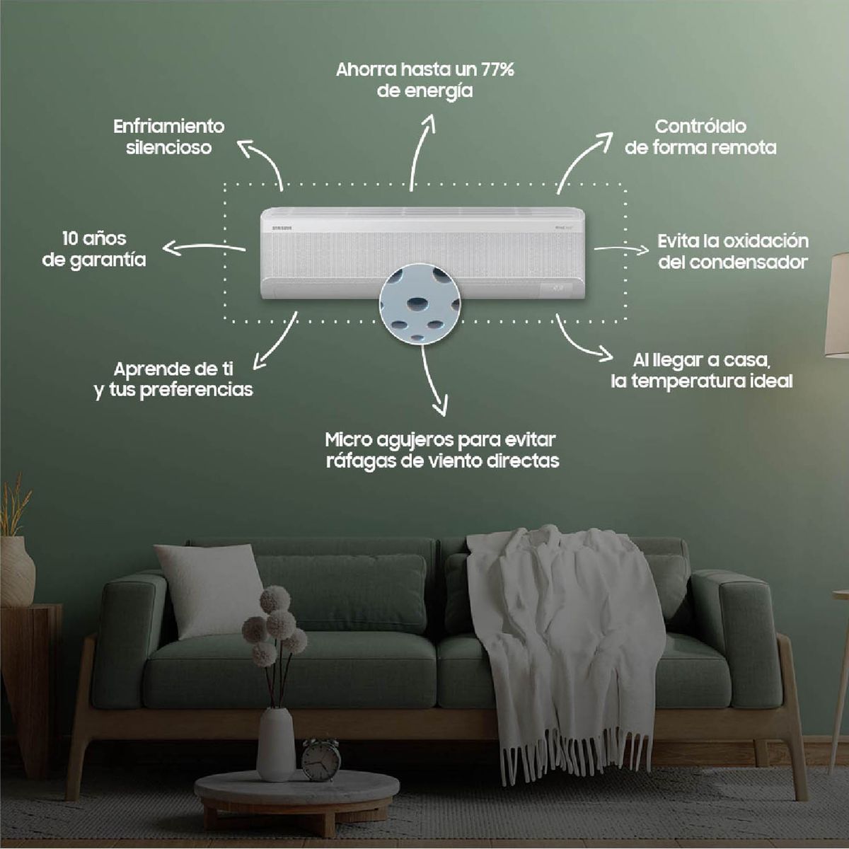 SAMSUNG - Aire Acondicionado SAMSUNG 24.000 BTU Split WindFree AR60F24D1EW/CB  AI Digital Inverter Blanco