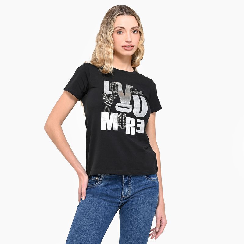MOSSIMO - Camiseta Mujer con Estampado Manga corta de Algodón Mossimo