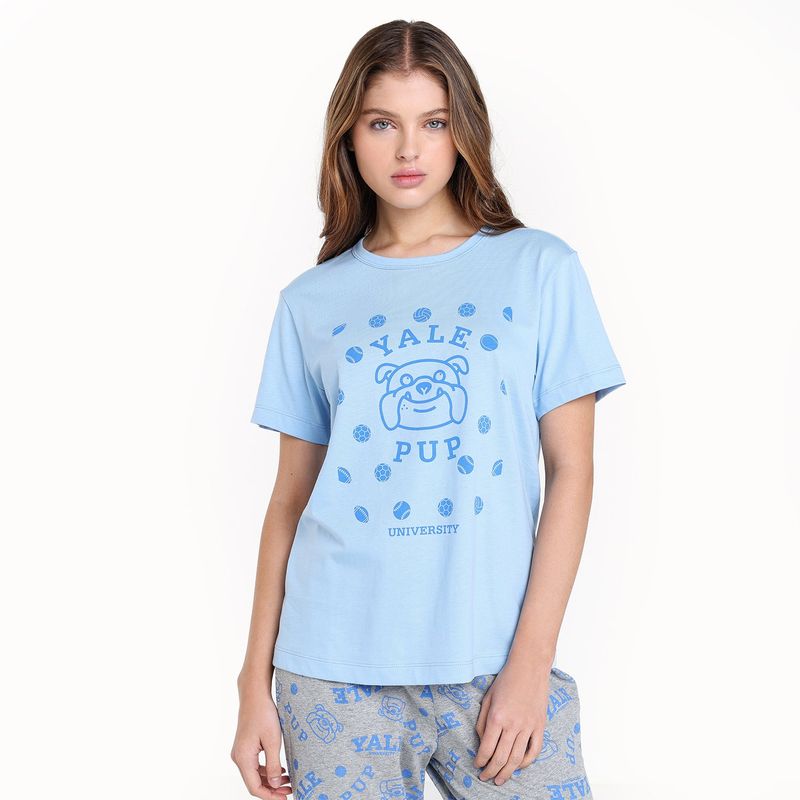 SYBILLA - Conjunto de pijama con pantalón Mujer Largo Manga corta de Algodón Sybilla
