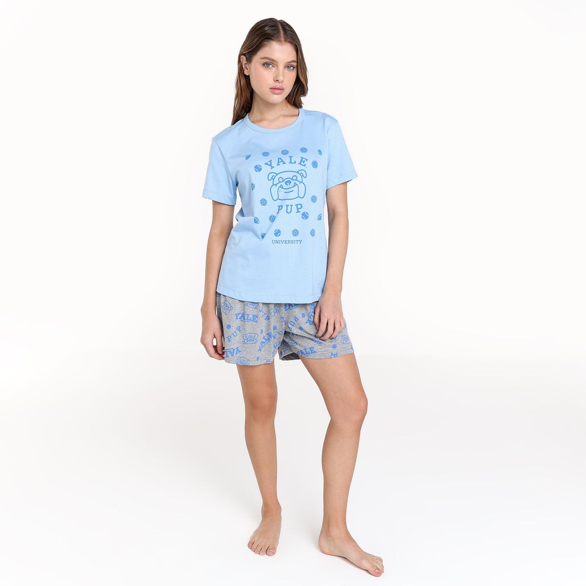 SYBILLA - Conjunto de pijama con short Mujer Corto Manga corta de Algodón Sybilla