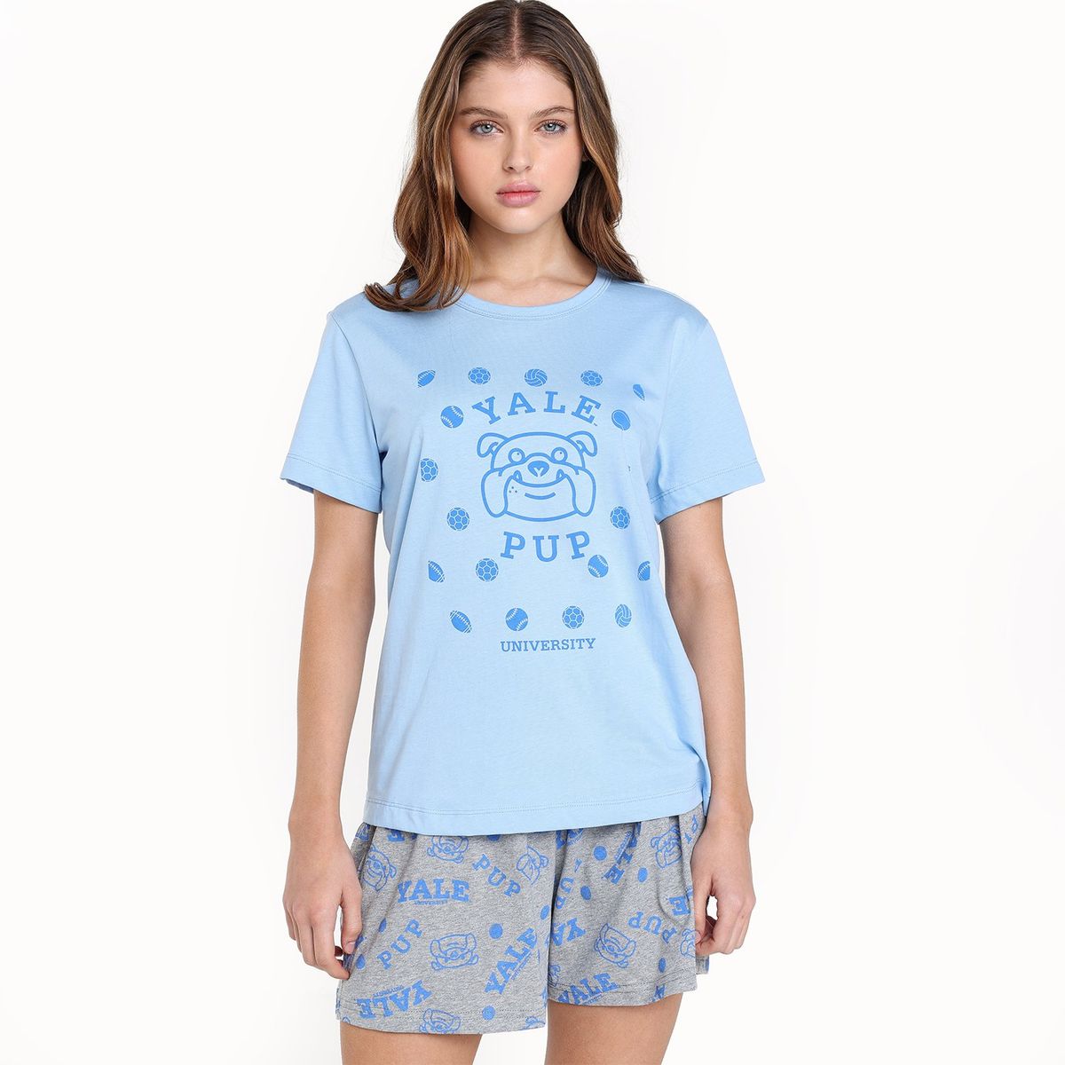 SYBILLA - Conjunto de pijama con short Mujer Corto Manga corta de Algodón Sybilla