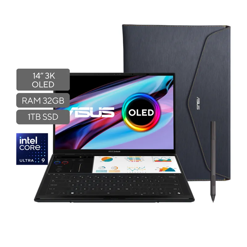 ASUS - Portátil ASUS Zenbook Duo | Intel Core Ultra9 Serie H | 32 GB de RAM | 1TB SSD de almacenamiento | Windows 11 |14 Pulgadas |UX8406CA-PZ961W |  Computador portátil