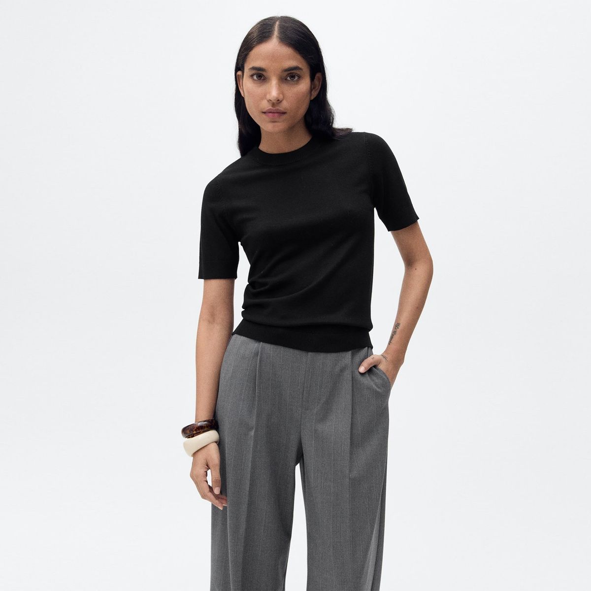 MANGO - Saco Mujer Tejido MANGO