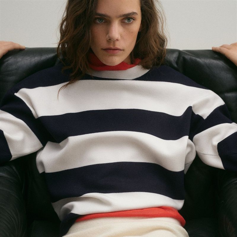 MANGO - Saco Mujer de Rayas Mango