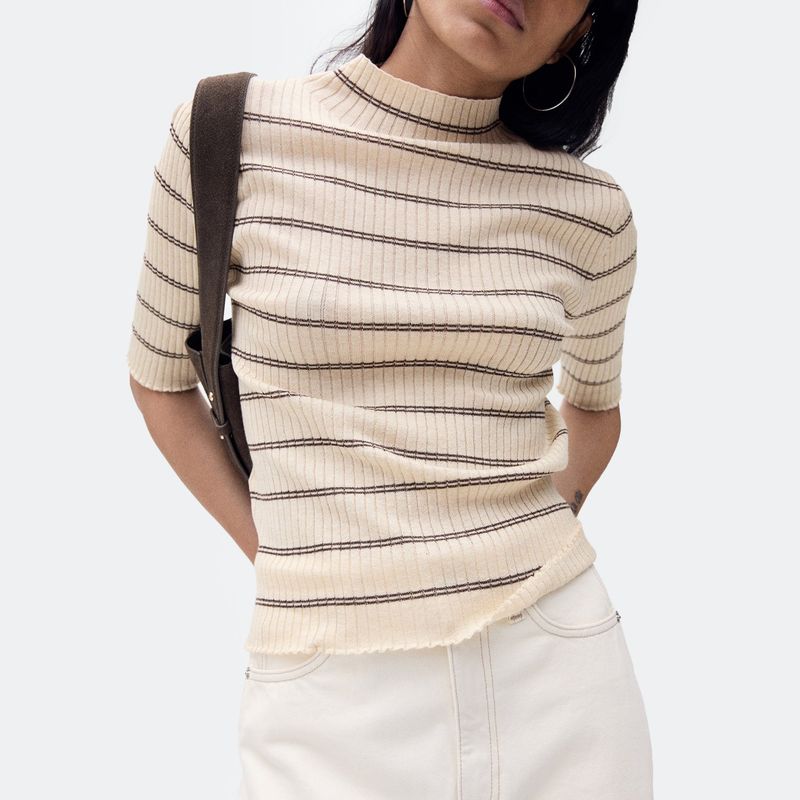 MANGO - Saco Mujer de Rayas MANGO