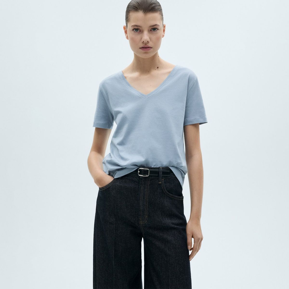 MANGO - Camiseta Mujer Manga corta de Algodón MANGO