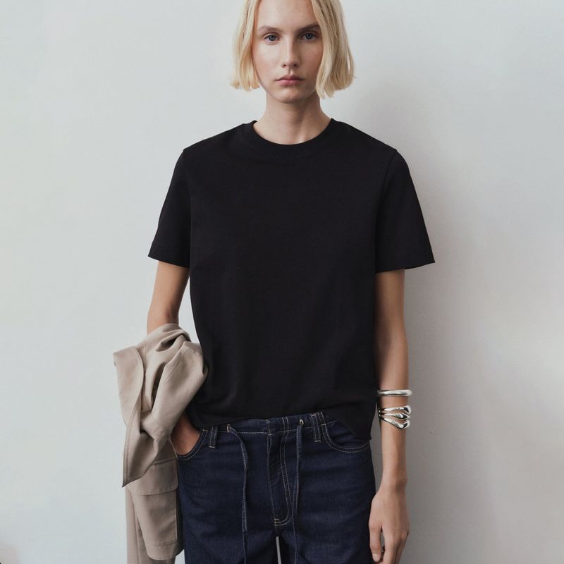 MANGO - Camiseta Mujer Manga corta de Algodón MANGO