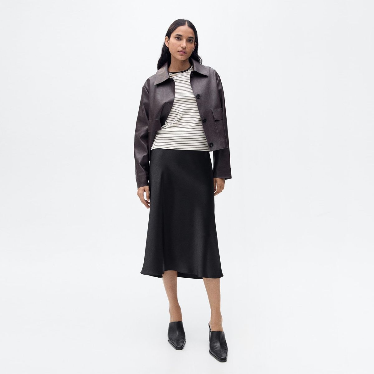 MANGO - Camiseta Mujer Tejido Manga corta de Algodón MANGO