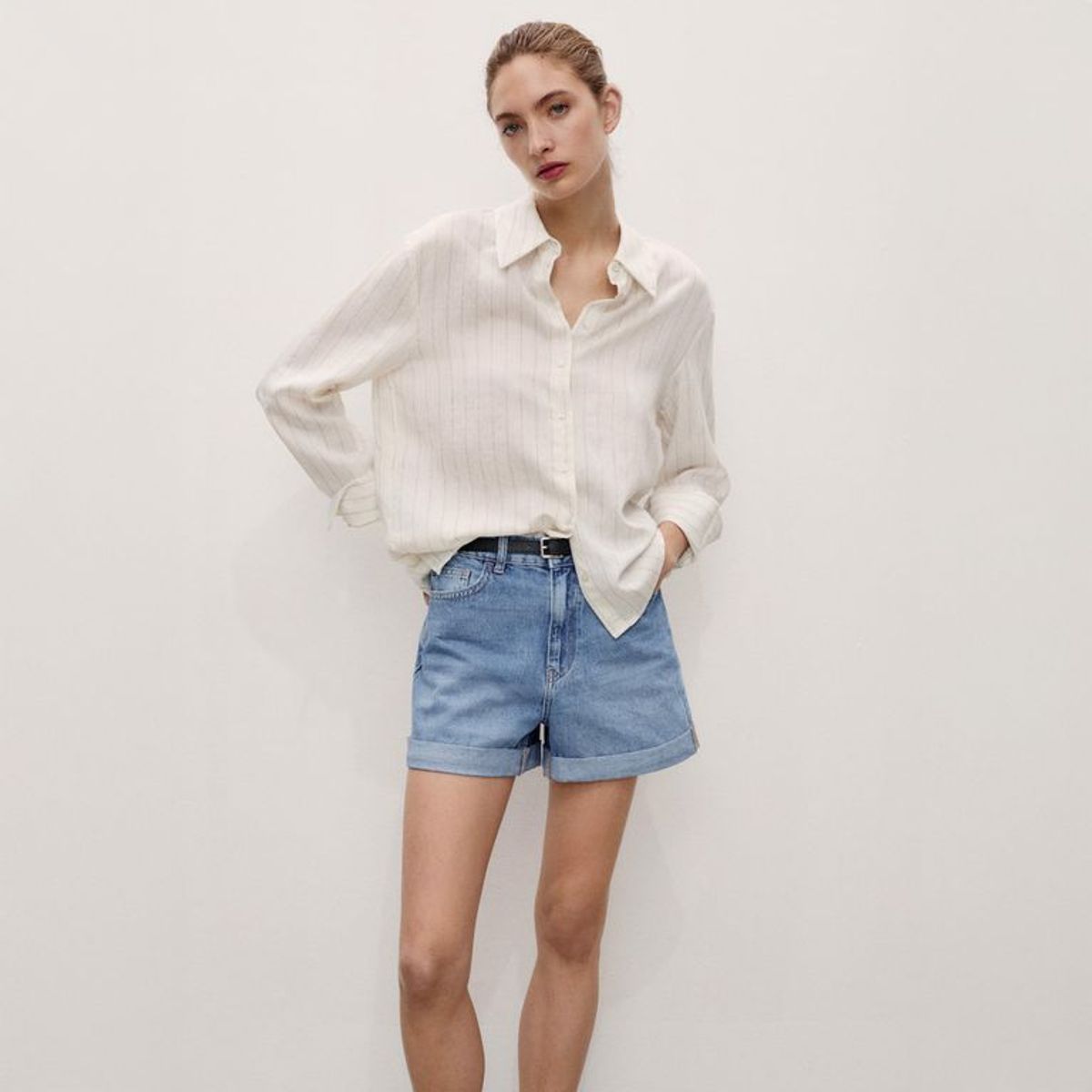 MANGO - Short de jean Mujer Tiro alto Mujer de Algodón Mango