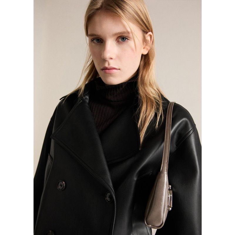 MANGO - Chaqueta Efecto cuero Mujer Oversize Mango