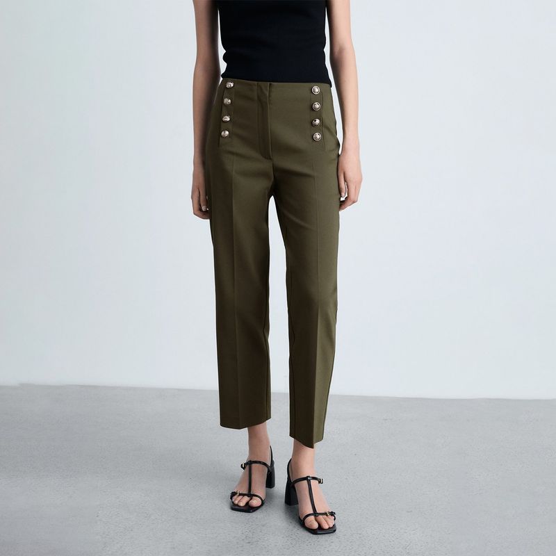 MANGO - Pantalón Recto Mujer Tiro medio MANGO