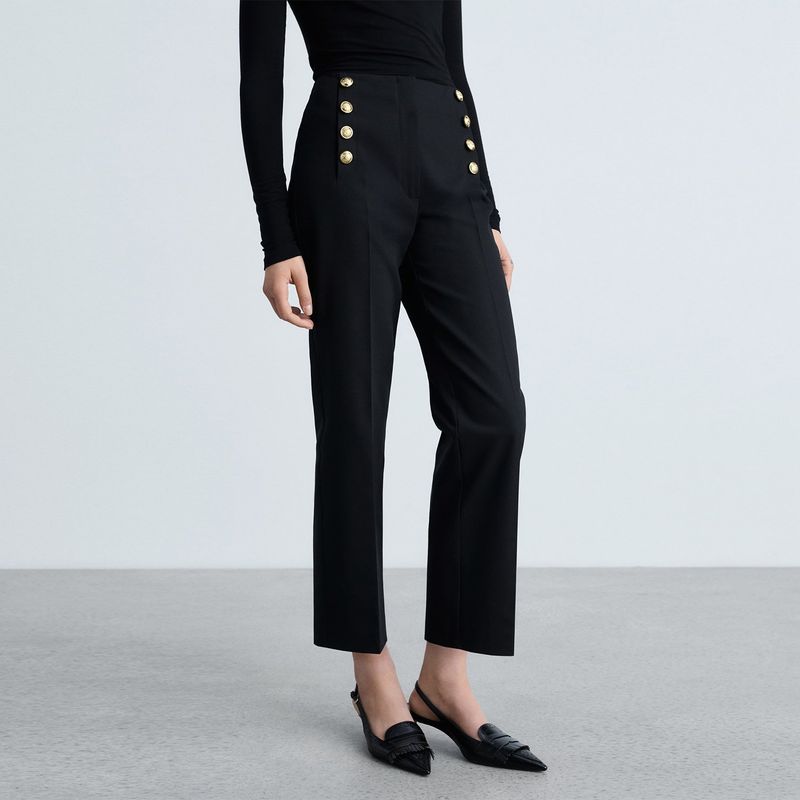 MANGO - Pantalón Recto Mujer Tiro medio MANGO