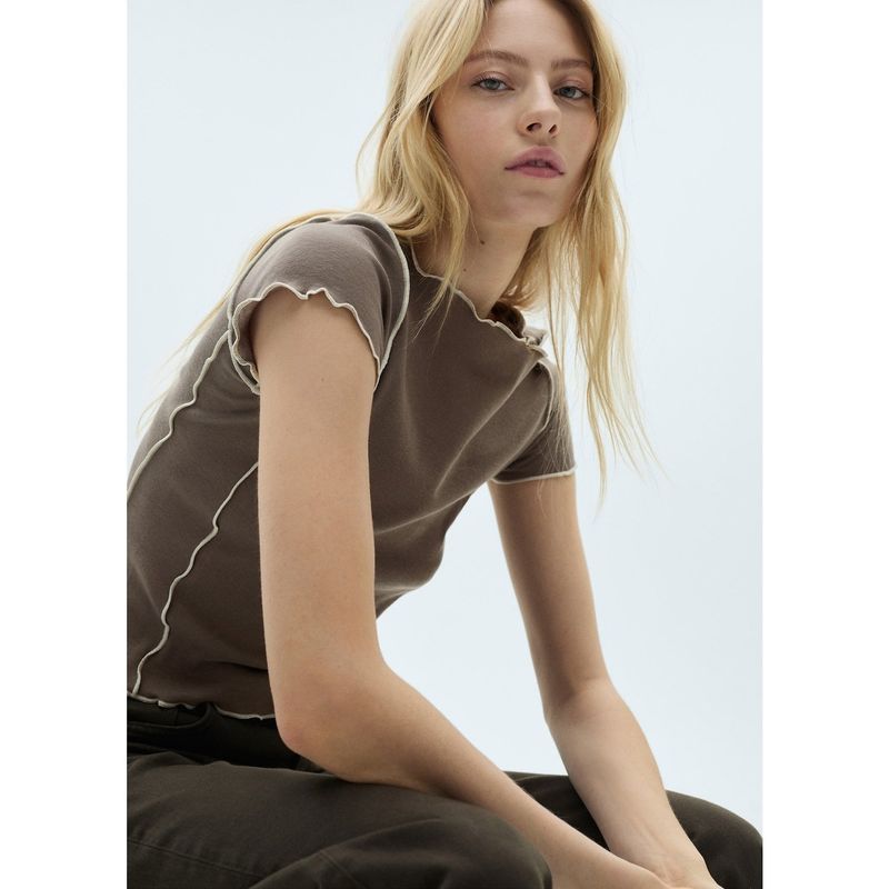 MANGO - Camiseta Mujer Manga corta de Algodón MANGO