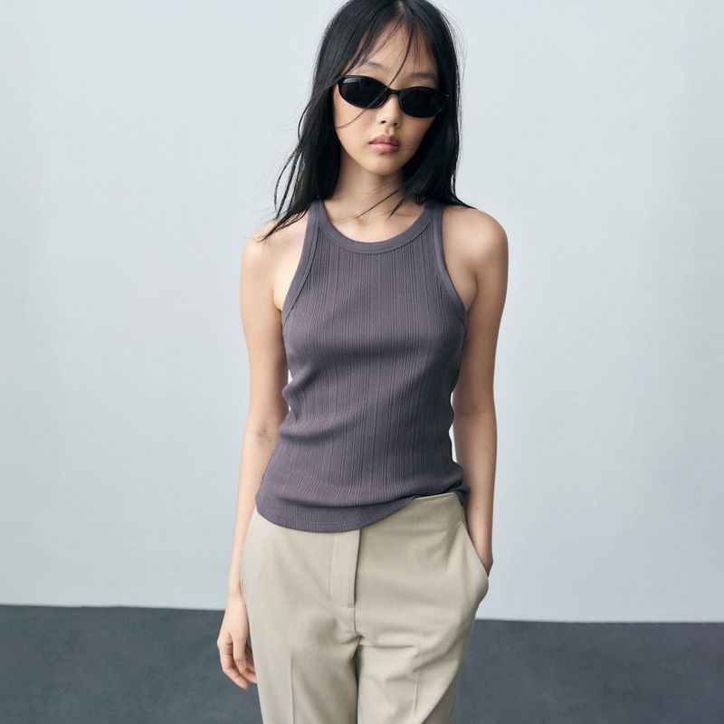 MANGO - Top esqueleto Mujer Sin mangas de Algodón MANGO