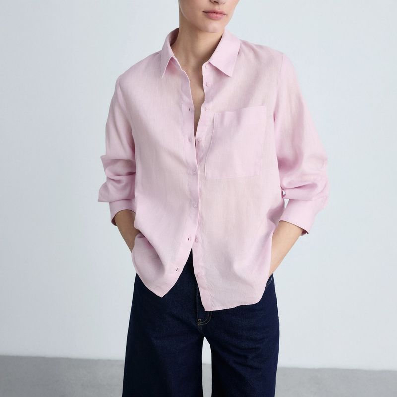 MANGO - Camisa Mujer Manga larga de Lino MANGO