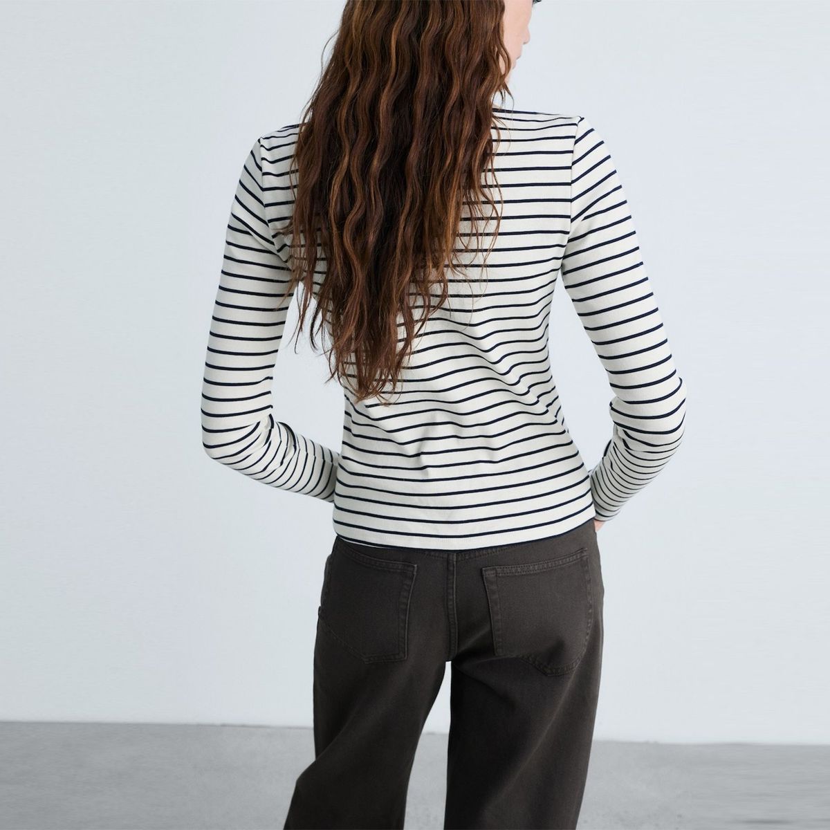 MANGO - Camiseta Mujer de Rayas Manga larga de Algodón MANGO