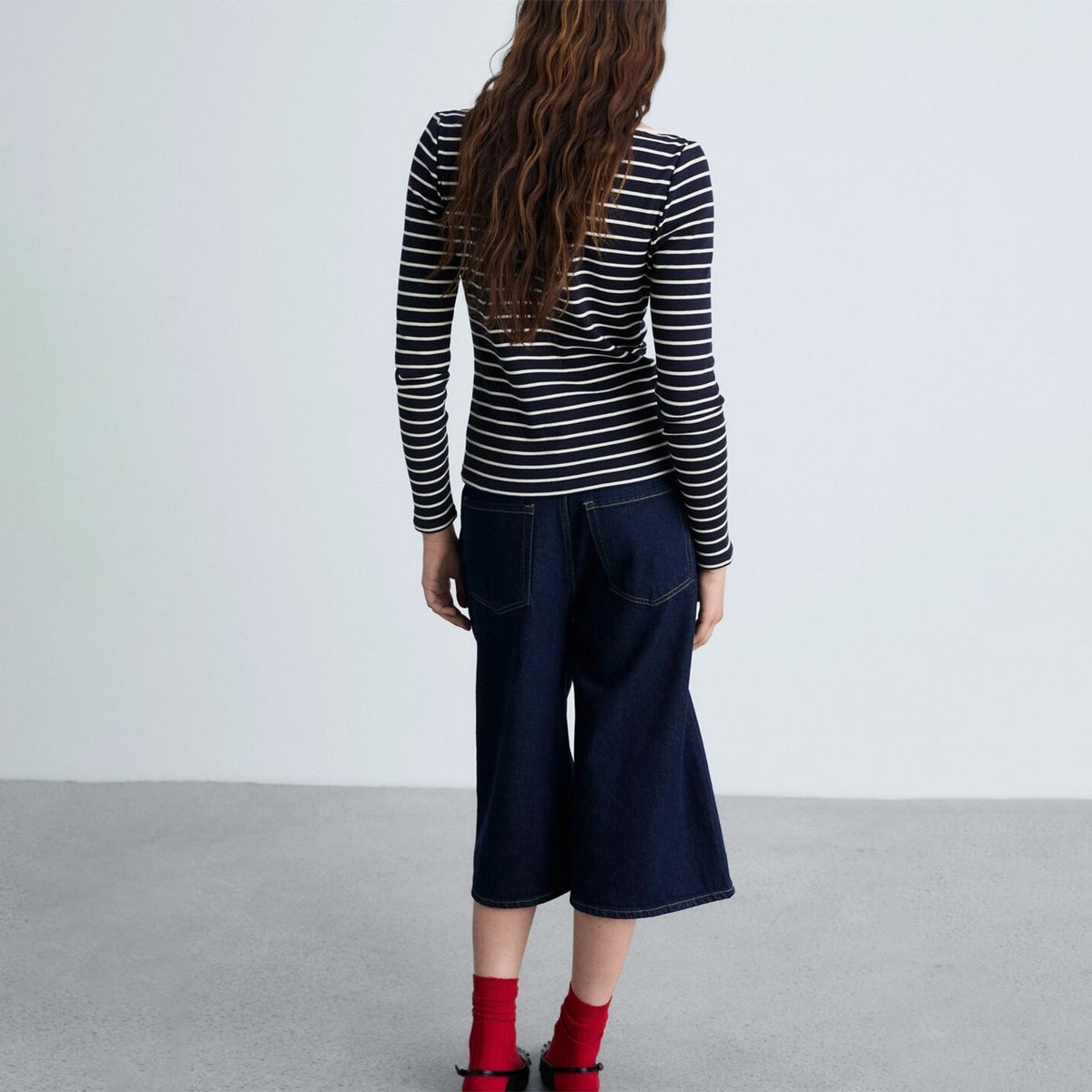 MANGO - Camiseta Mujer de Rayas Manga larga de Algodón MANGO