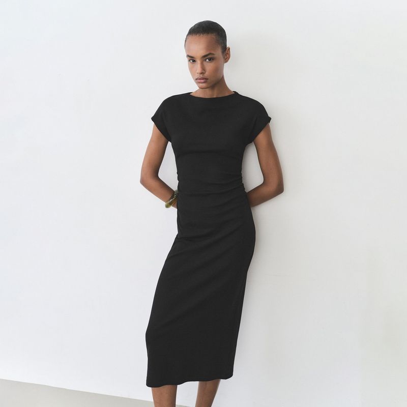 MANGO - Vestido Mujer Medio de Algodón Mango