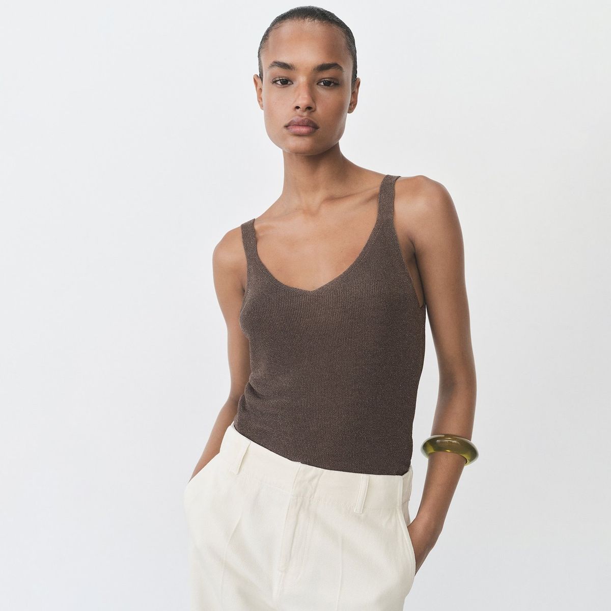 MANGO - Top esqueleto Mujer Brillante Sin mangas MANGO