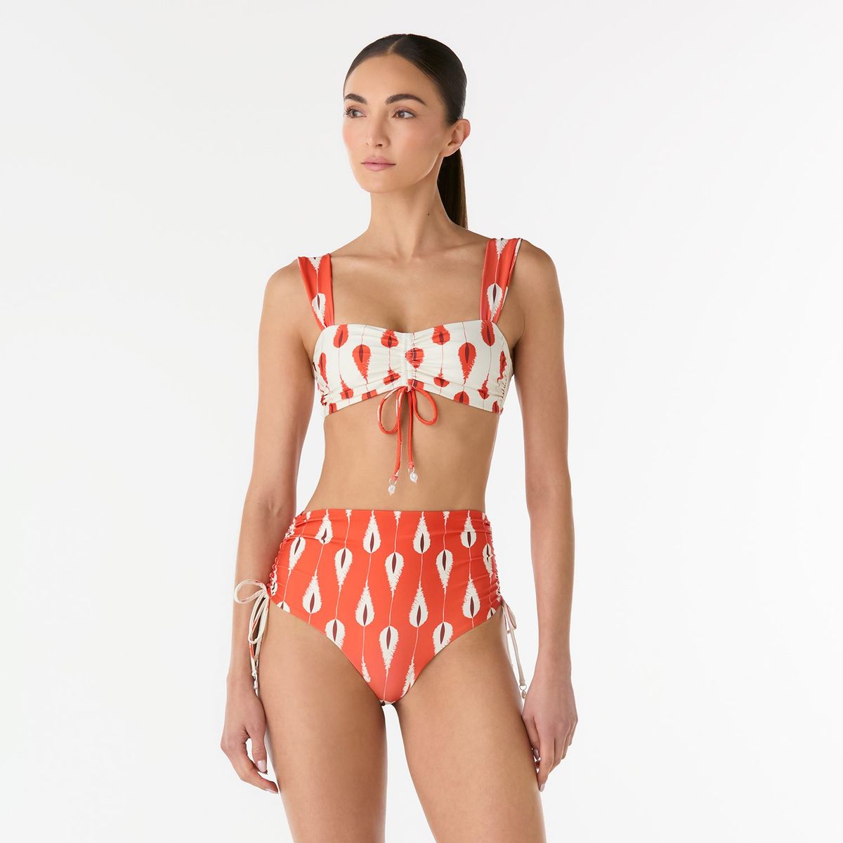 PALMACEA SWIMWEAR - Top vestido de baño Cassandra Fara escote recto con recogido en centro frente ajustable Palmacea Swimwear