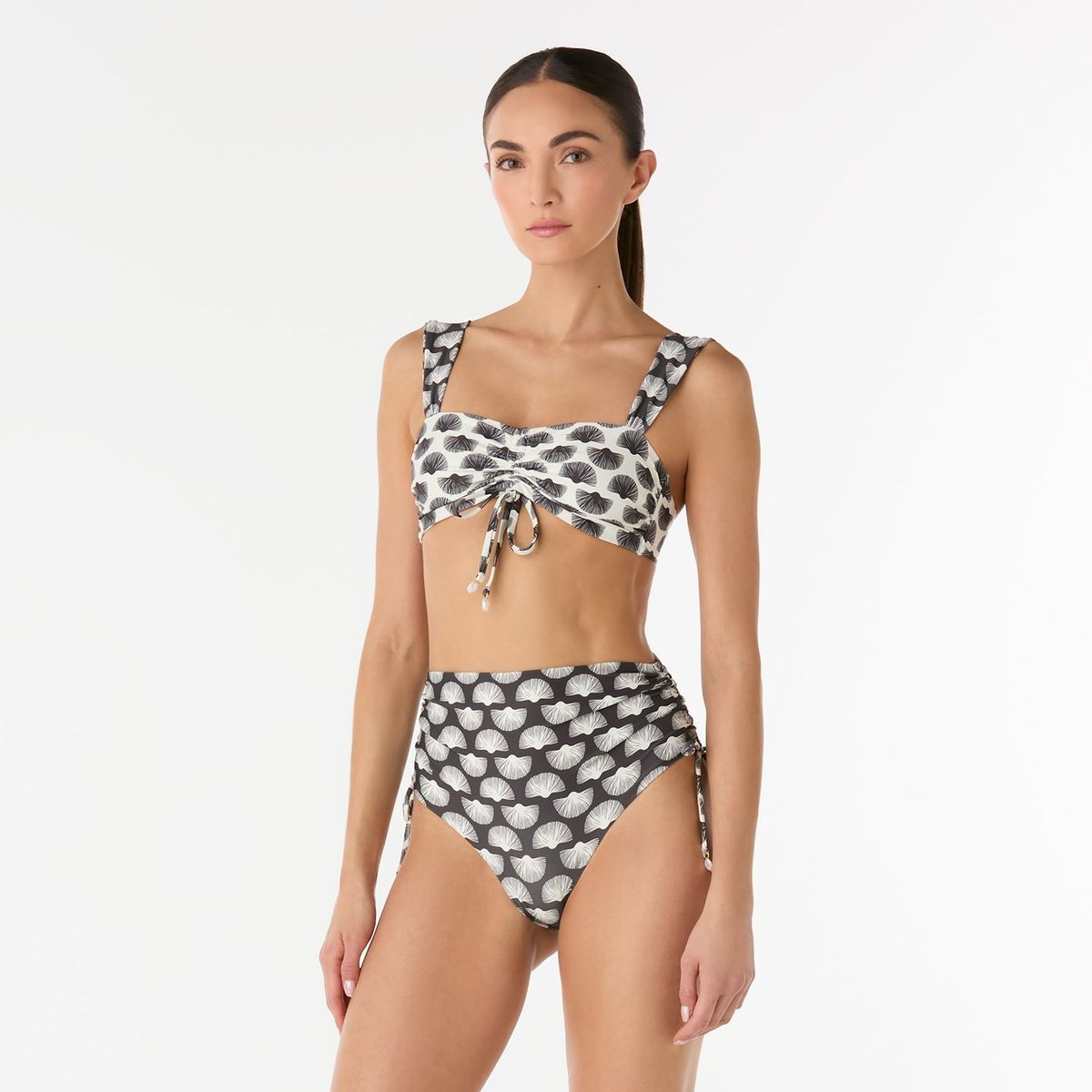 PALMACEA SWIMWEAR - Top vestido de baño Cassandra Fara escote recto con recogido en centro frente ajustable Palmacea Swimwear