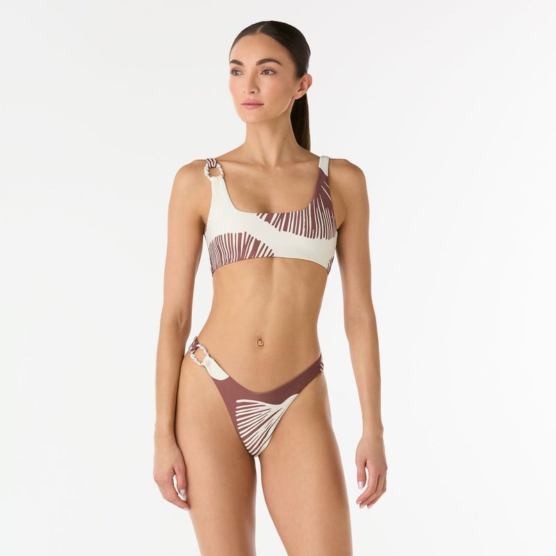 PALMACEA SWIMWEAR - Top vestido de baño Thani Pampa escote en U con argolla de perlas en tira Palmacea Swimwear