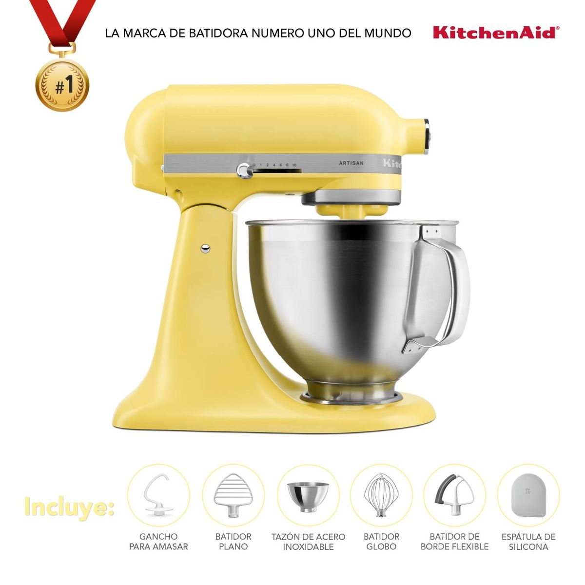 KITCHENAID - Batidora de Pedestal KitchenAid Artisan KSM195PSBT Butter, 10 velocidades