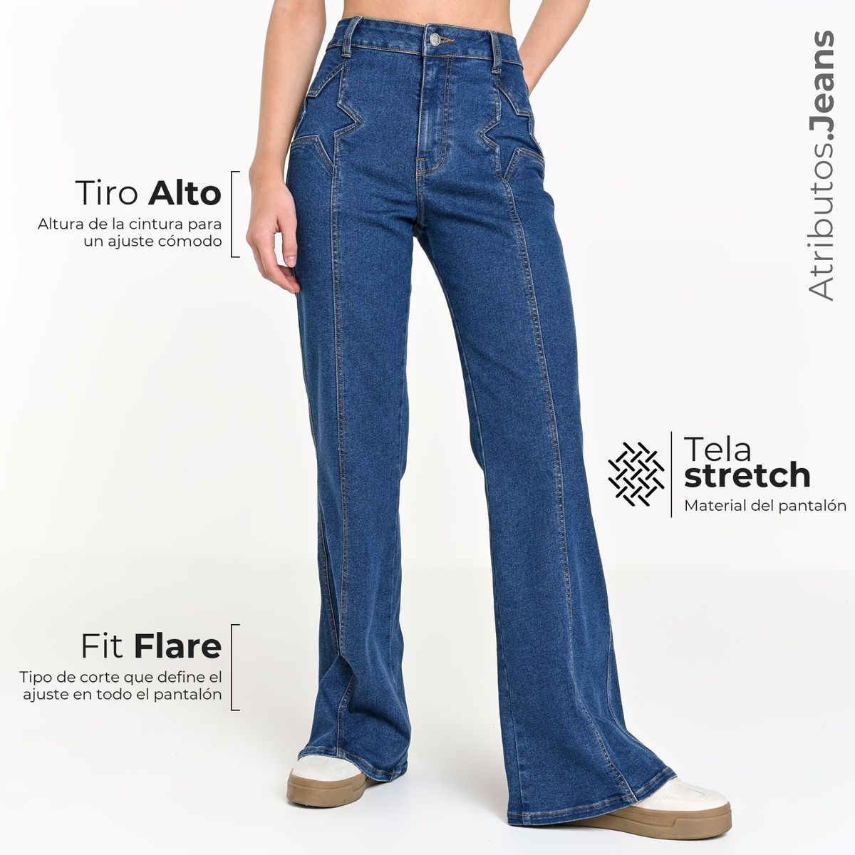 SYBILLA - Jean Flare Mujer Tiro alto Sybilla