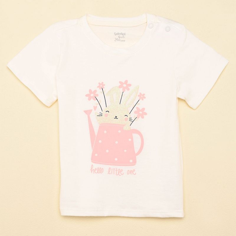 YAMP - Camiseta para Bebé niña con Estampado Manga corta de Algodón Yamp
