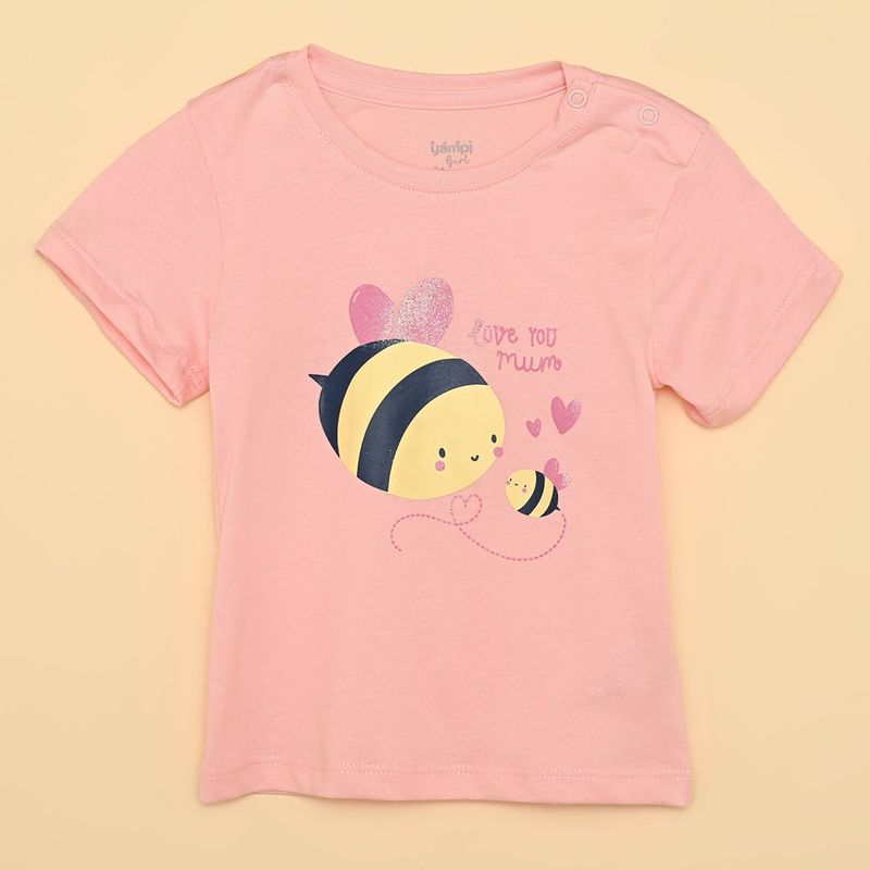 YAMP - Camiseta para Bebé niña con Estampado Manga corta de Algodón Yamp