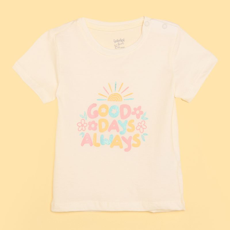 YAMP - Camiseta para Bebé niña con Estampado Manga corta de Algodón Yamp