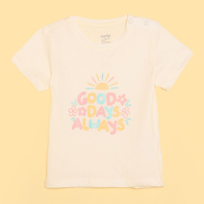 YAMP - Camiseta para Bebé niña con Estampado Manga corta de Algodón Yamp