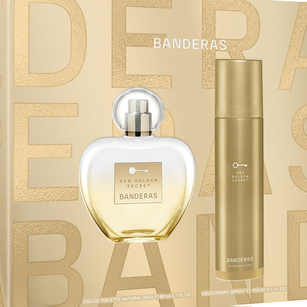 BANDERAS - Set de Perfume Mujer Banderas her goln secret Eau de toilette 80ml , Desodorante 150ml 