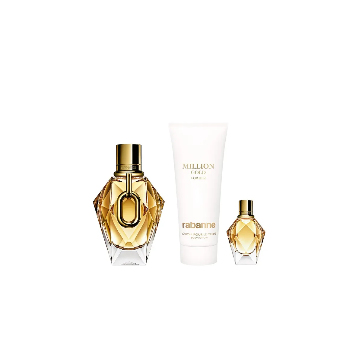 RABANNE - Set de Perfume Mujer Rabanne Perfume million gold for her Eau de parfum 90ml , lotion pour le corps Loción corporal 100 ml , million gold for her Eau de parfum 5ml 