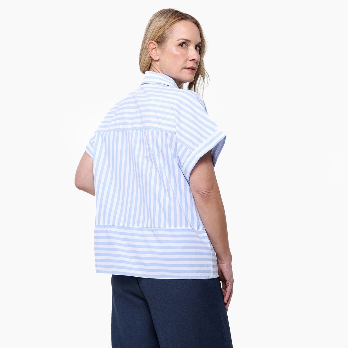 NEWPORT - Camisa Mujer de Rayas Manga corta de Algodón Newport