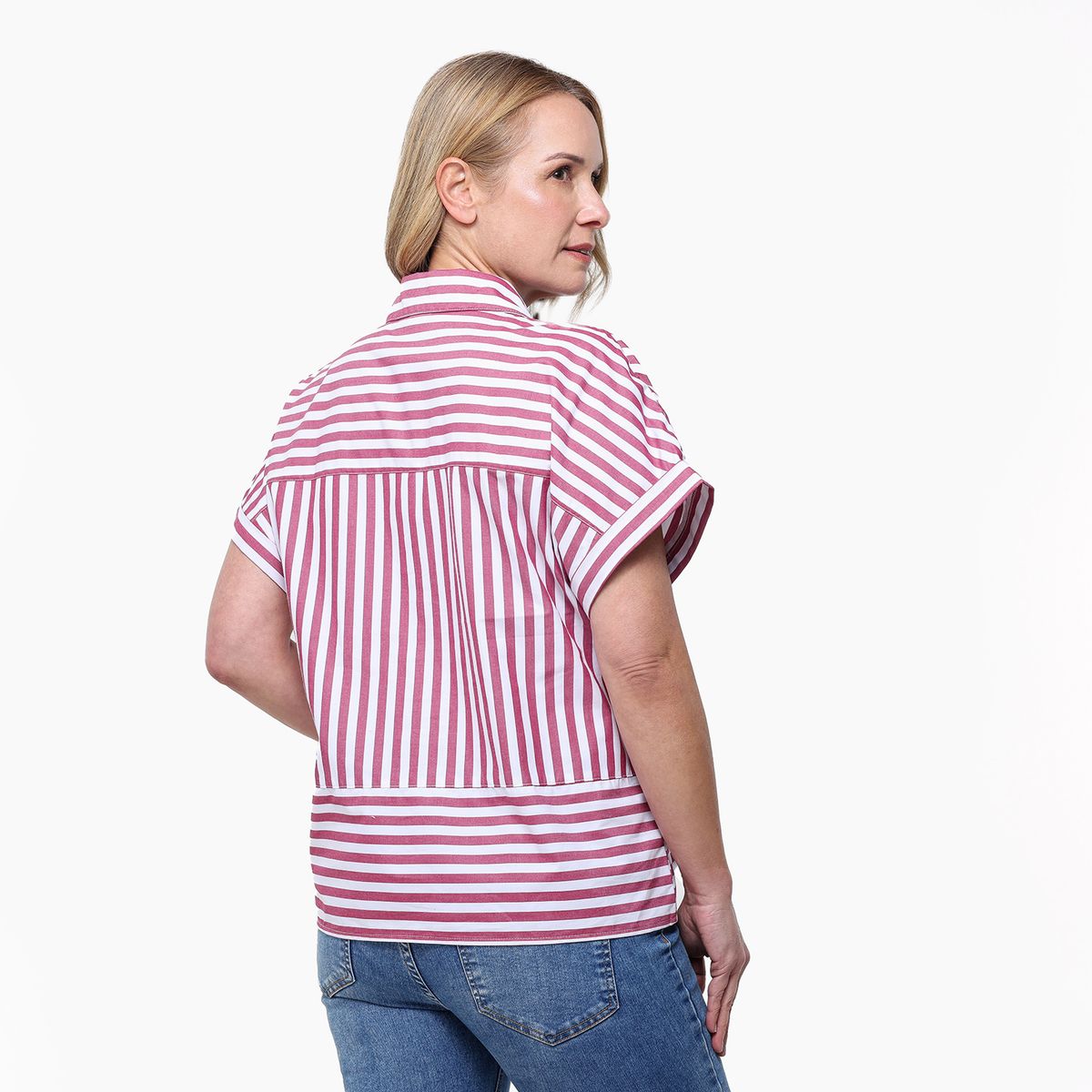 NEWPORT - Camisa Mujer de Rayas Manga corta de Algodón Newport