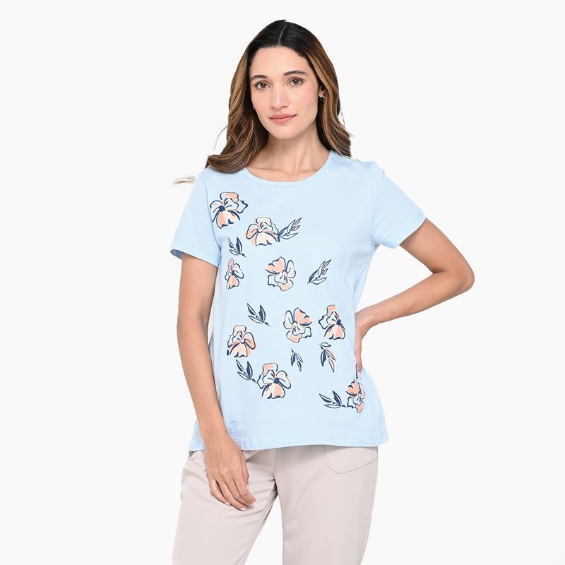NEWPORT - Camiseta Mujer con Estampado Manga corta de Algodón Newport