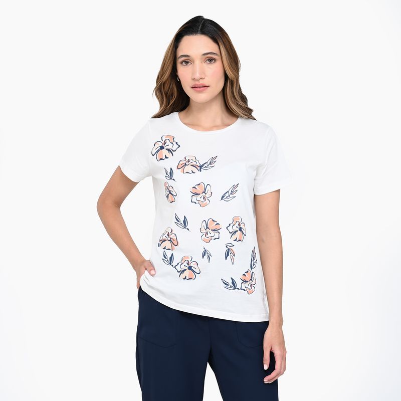 NEWPORT - Camiseta Mujer con Estampado Manga corta de Algodón Newport