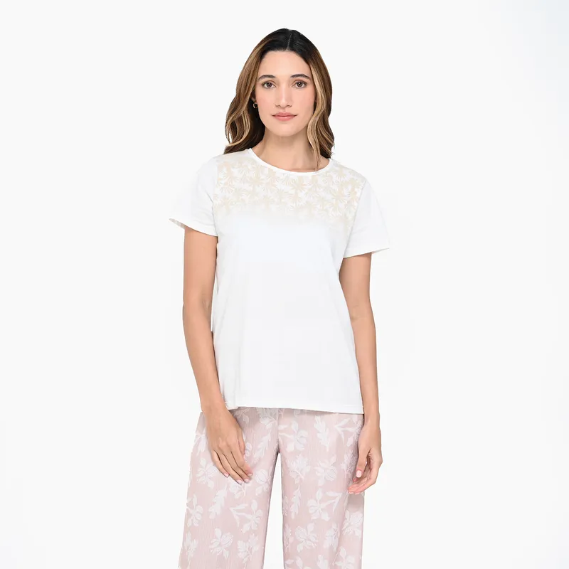 NEWPORT - Camiseta Mujer con Estampado Manga corta de Algodón Newport