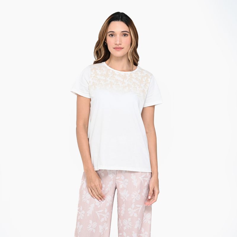 NEWPORT - Camiseta Mujer con Estampado Manga corta de Algodón Newport