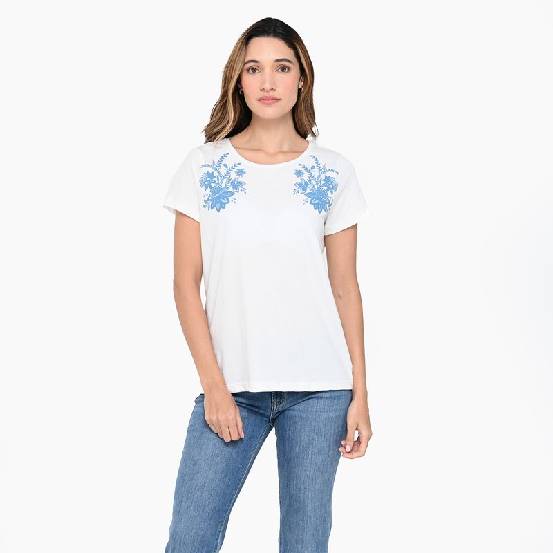 NEWPORT - Camiseta Mujer con Estampado Manga corta de Algodón Newport